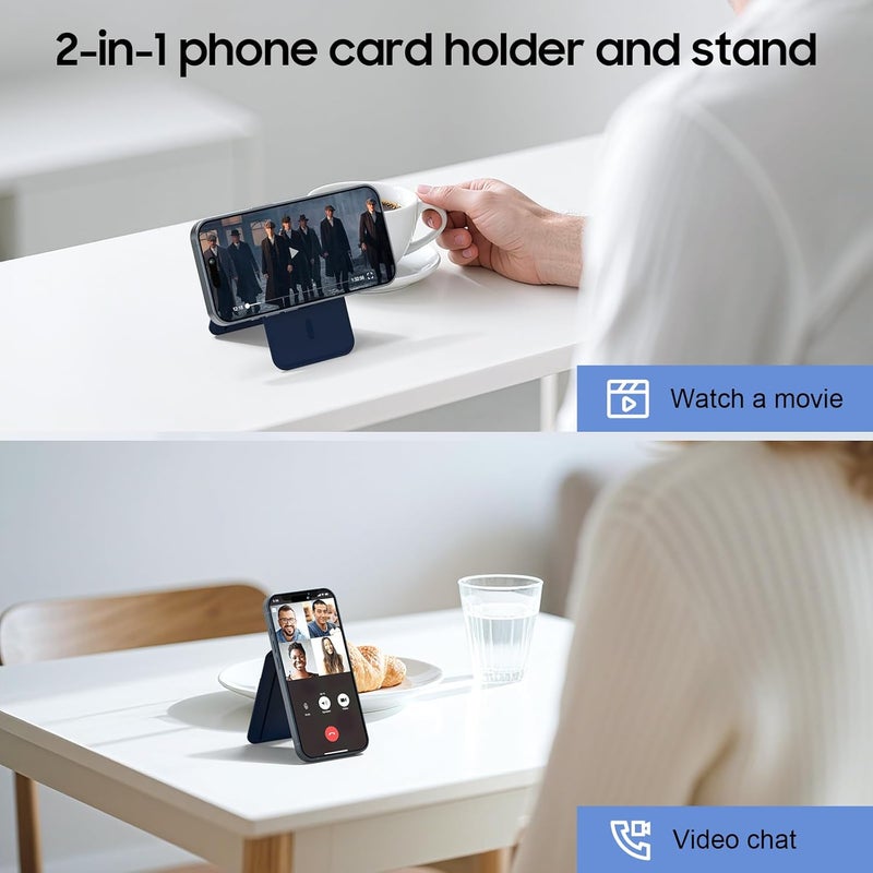 Frapkom for Mag-Safe Wallet, Leather Phone Magnetic Wallet Stand Adjustable for iPhone 17/16/15/14/13/12 Series, ID Window, RFID Blocking (Blue) - Image 5
